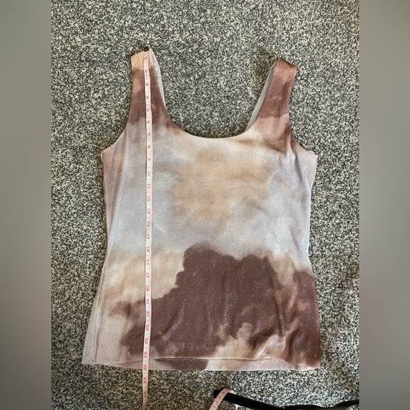 VTG Y2K En Francais by Huey Waltzer Tank Skirt Set Sunset Clouds Shimmer Mesh 10 - Picture 8 of 10